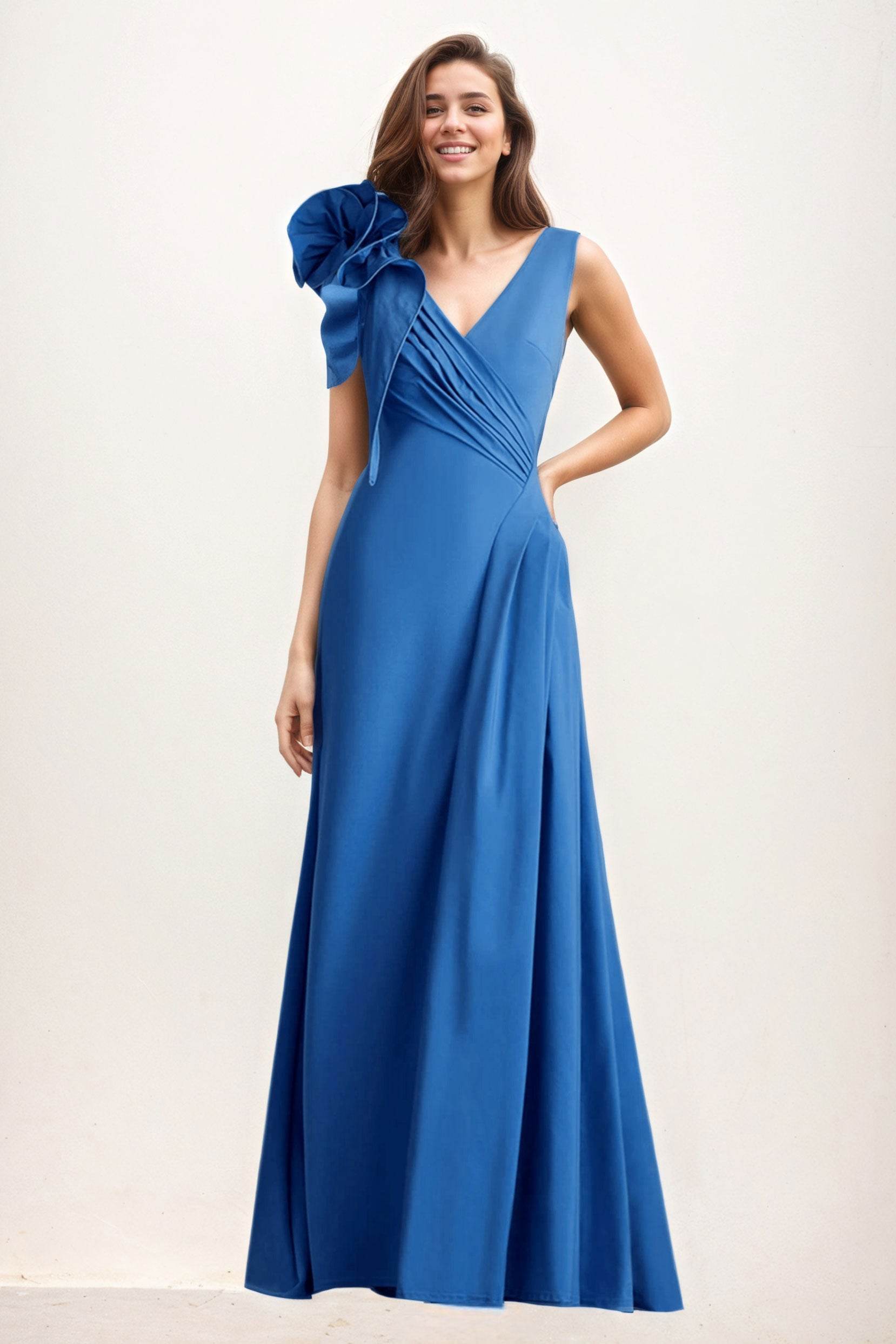 A-Line Maxi Elastic Cloth Wedding Guest Dress CG0275 - COCOMELODY